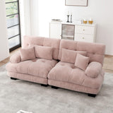 KOMHTOM Petit Canapé 2 Places Chenille avec Coussins Confortables, Accoudoir Courbe et Rembourré - Canapé Modulable Moderne (Rose)