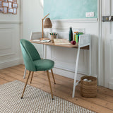 Atmosphera - Chaise Slano - Vert céladon - Velours - Pieds métal Imitation hêtre