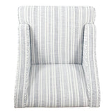 HomePop Fauteuil d'appoint en velours avec accoudoirs Swoop, rayures bleues et blanches