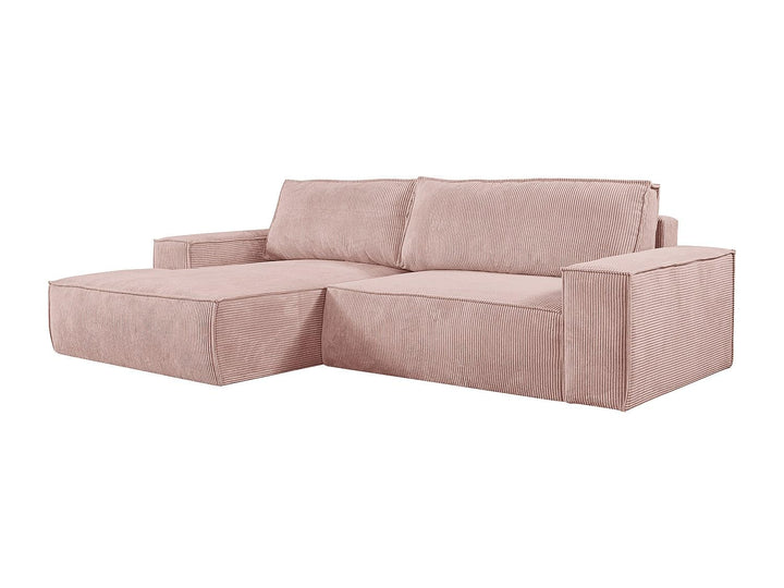 Vente-unique - Canapé d'angle Gauche Convertible en Velours côtelé Rose poudré Amelia