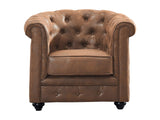 Vente-unique - Fauteuil Chesterfield en Microfibre Aspect Cuir Vieilli