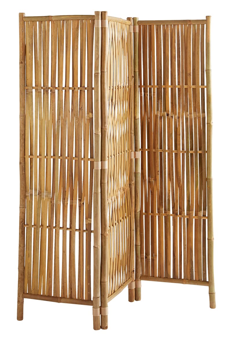 Box and Beyond - Paravent d’intérieur - 160 x 139 cm - Séparateur de pièce en Bambou Naturel - Paravent 3 Panneaux - Paravent Chambre, Salon - cloison Amovible