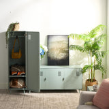 MEUBLE COSY Armoire Meuble de Rangement avec Portes et Étagères Caisson de Bureau en Métal pour Salon Chambre Entrée, Industriel, Vert Clair, 40x40x137cm