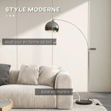 HOMCOM Lampadaire sur Pied Marbre 40W E27 Longueur 110-115 cm Noir Gris