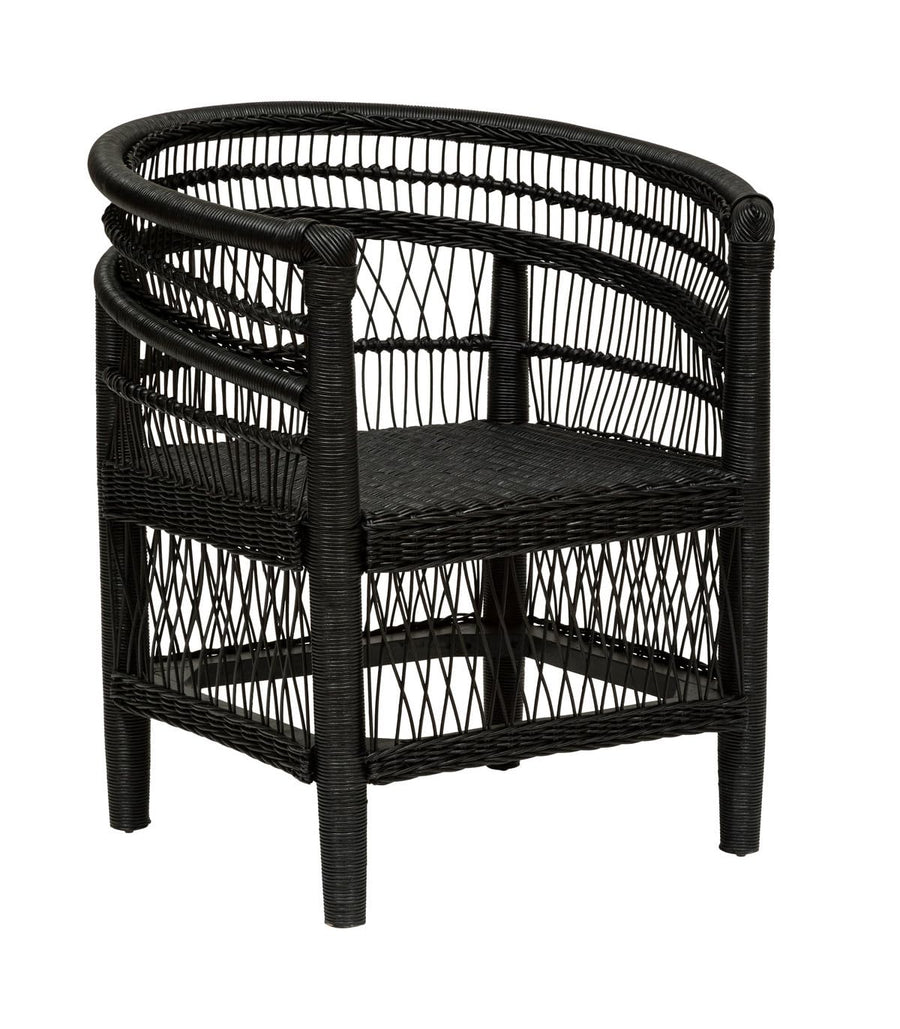 Fauteuil Malevio en Acajou & rotin H82cm Noir - Atmosphera créateur d Fauteuil Malevio en Acajou & rotin H82cm Noir - Atmosphera créateur d'intérieur