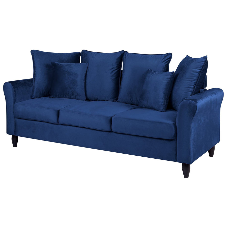 Canapé Fixe 3 Places en Velours Bleu au Design Glamour Tendance Beliani Canapé Fixe 3 Places en Velours Bleu au Design Glamour Tendance Beliani