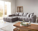 DeLife Canapé Josea Microfibre Gris Pierre 300x220 cm Recamière à Gauche canapé panoramique