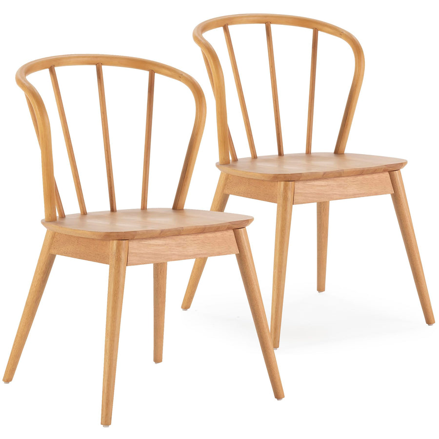 HOMN LIVING Pack 2 Chaises Brisa, Couleur Chêne, Bois Massif, 47 cm (Largeur) 59 cm (Profondeur) 83 cm (Hauteur)