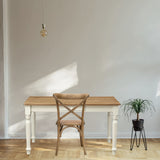 Biscottini Table de Bureau Bois 140x80x80 cm - Table de Cuisine en Tilleul Massif - Table à Manger pour intérieur et extérieur - Table en Bois Massif avec tiroir