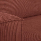 HOMIFAB Canapé d'angle Convertible réversible 4 Places avec Coffre de Rangement en Velours côtelé Rouille - Livia, 240 x 101/154 x 84 cm