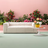 Kare Design Schickeria Table Basse en marbre Blanc, 80 cm de diamètre, Table d'appoint, Table de Salon, Aspect marbre, Structure en Acier, Ronde, rétro