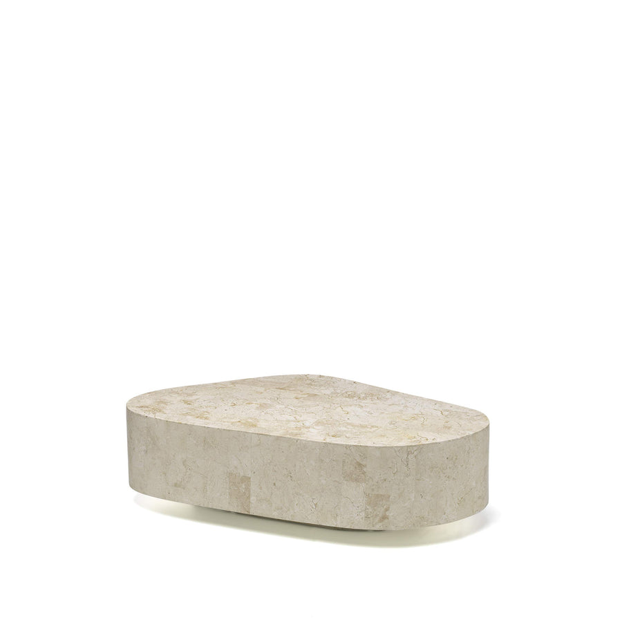 Stones Trapèze Table Basse, Pierre Blanche Fossile, 100x52x28 cm Stones Trapèze Table Basse, Pierre Blanche Fossile, 100x52x28 cm