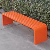 Banc Exterieur Jardin Metal sans Dossier Chaise De Parc en Acier Galvanisé Ne Craint Ni Le Soleil Ni La Pluie Pas D'assemblage Nécessaire Diverses Couleurs(Orange,120 * 40 * 45CM)