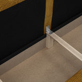 HOMIFAB Canapé Convertible 3 Places avec Coffre de Rangement en Velours côtelé Jaune Moutarde - Milla