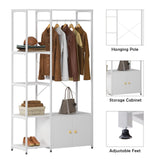 SogesHome Porte-manteau autoportant - Avec armoire de rangement - Pour chambre à coucher - Entrée - Blanc