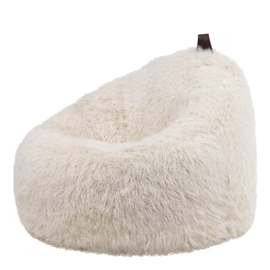 Icon Pouf Classique en Fausse Fourrure Licorne, Pouf Gros de Salon, Pouf Fauteuil pour Adultes ou Enfant avec Remplissage (Cocoon, Blanc)