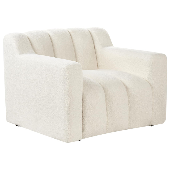 Beliani Fauteuil Moderne en Bouclé Tapissé Dossier Rembourré Épais Blanc Cassé Agerup