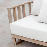 Loberon Fauteuil FSC-100% Vézère, Finition Discrète Blanche Délavée Blanche, Coussins Confortables, Déhoussables & Lavables, Mobilier de Jardin, Fauteuil d'extérieur, FSC, Bois d'acacia et Fibre