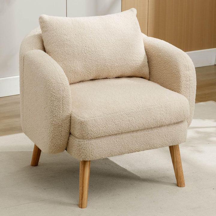KOMHTOM Fauteuil de salon beige avec rembourrage en tissu peluche pour salon, chambre à coucher, balcon (beige) KOMHTOM Fauteuil de salon beige avec rembourrage en tissu peluche pour salon, chambre à coucher, balcon (beige)