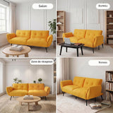 JIEXI Canapé 2 Places, dossiers réglables, 152 cm, Convient pour Salon, Bureau, Chambre, Salon, Chambre à Coucher, Jaune
