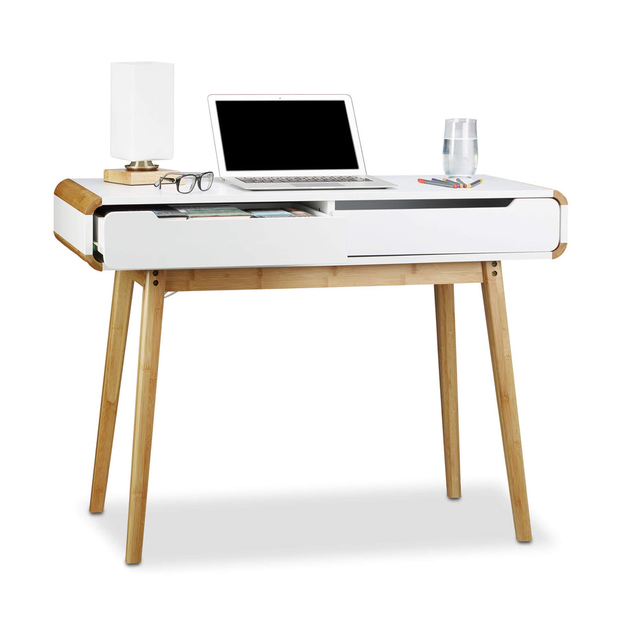 Relaxdays 10020982 Bureau avec tiroirs en bois table ordinateur coiffeuse table maquillage coins arrondis bureau enfant HxlxP: 73 x 100 x 45 cm, blanc Relaxdays 10020982 Bureau avec tiroirs en bois table ordinateur coiffeuse table maquillage coins arrondis bureau enfant HxlxP: 73 x 100 x 45 cm, blanc
