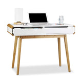 Relaxdays 10020982 Bureau avec tiroirs en bois table ordinateur coiffeuse table maquillage coins arrondis bureau enfant HxlxP: 73 x 100 x 45 cm, blanc