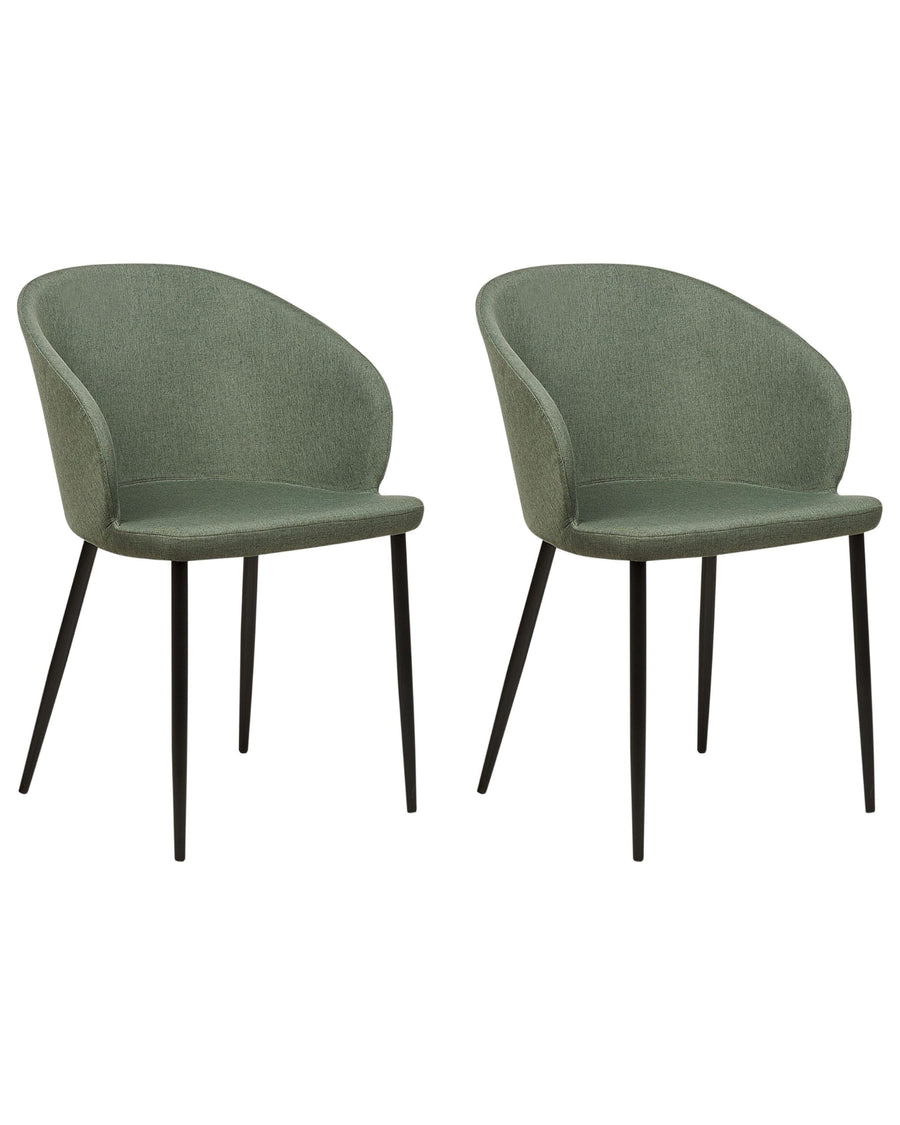 Set de 2 Chaises de Repas Rembourrées avec Accoudoirs Design Rétro en Tissu Polyster Vert Foncé Mason