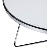 Table Basse Ronde avec Plateau en Verre Blanc et Structure en Métal Argenté pour Salon Moderne et Glamour Beliani