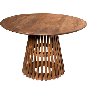 DRW Table de Salle à Manger Ronde en Bois de Noyer 120 x 120 x 76 cm, Marron, 120x120x76 cm