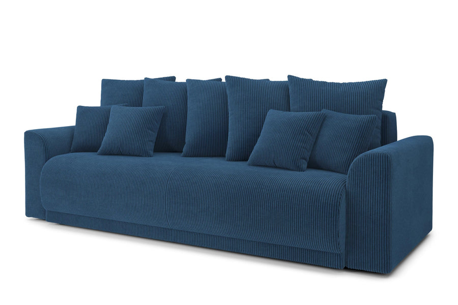 BAÏTA Canapé Droit Convertible Nova 3 Places en Velours côtelé Bleu Cobalt