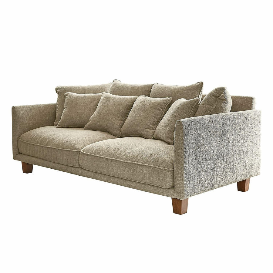Loberon Canapé Brissonneau, design moderne, avec coussins décoratifs, housse robuste, toucher doux, élégance stylée, canapé, siège, bois d'hévéa, bois de pin, polyester, gris clair