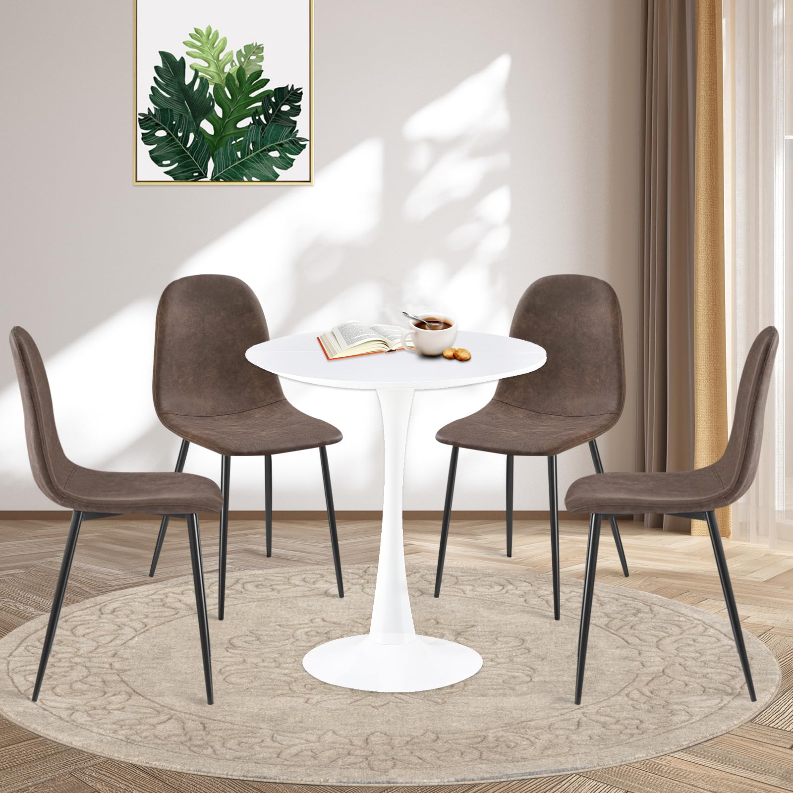 Buybyroom Table Ronde Salle à Manger 100 Cm - Style Moderne Marbre - Pour 2 à 4 Personnes