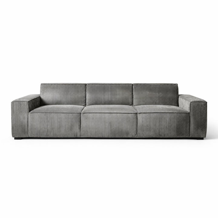 Générique Canapé-Lit Double 3,00m en Velours Côtelé Gris, Compression Vide, Mousse Haute Densité, 300x100x72cm, Design Moderne Sculptural pour Salon