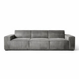 Générique Canapé-Lit Double 3,00m en Velours Côtelé Gris, Compression Vide, Mousse Haute Densité, 300x100x72cm, Design Moderne Sculptural pour Salon