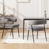 chairus Chaises de Cuisine Lot de 2 en Tissu Chenille Chaise Salle à Manger avec Double Coussin Rembourré Chaise de Salon avec Pieds Métal, Gris