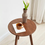 Table d'appoint Ronde en Bois de Noyer Massif Design scandinave Minimal Bouts de canapé Round Side Table Walnut