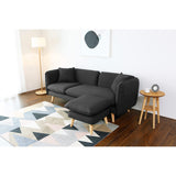 CONCEPT USINE - Canapé Scandinave Isko 3 Places Gris Anthracite - Canapé Nordique Moderne avec Ottoman Pouf - Largeur 203 cm - Tissu 100% Polyester - Facile À Entretenir, Design Moderne, Résistant