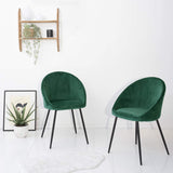 Happy Garden Lot de 2 chaises Vintage Diane en Velours Vert, Pieds en métal