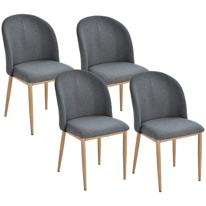 HOMCOM Lot de 4 chaises de Salle à Manger Chaise de Salon Pieds en métal Imitation Bois 50 x 58 x 85 cm Gris HOMCOM Lot de 4 chaises de Salle à Manger Chaise de Salon Pieds en métal Imitation Bois 50 x 58 x 85 cm Gris