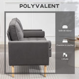 HOMCOM Canapé 2 Places Moderne Velours 127 cm, Assise Capitonnée, Gris
