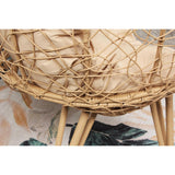 CONCEPT USINE | Fauteuil Oeuf sur Pieds Beige en Résine Noir Aspect Rotin | Design Jane | Structure en Acier | Coussin déperlant | Hamac Balançoire sur Pied terrasse Jardin Balcon | Résiste à l'eau