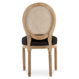 INTENSE DECO Lot de 2 chaises médaillon Louis XVI Cannage Rotin Tissu Noir