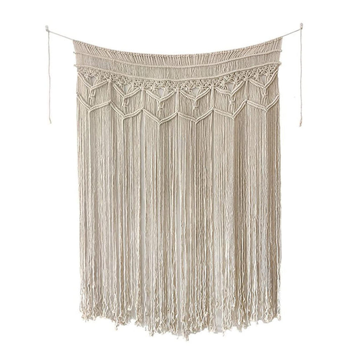 Tentures Murales en Macramé Tissées À La Main, Macramé Mural Tissé en Coton, Tenture Mural Tapisserie Tissée Porte en Macramé Suspendu, Rideau De Mariage Boho DéCoration Murale (95×180)