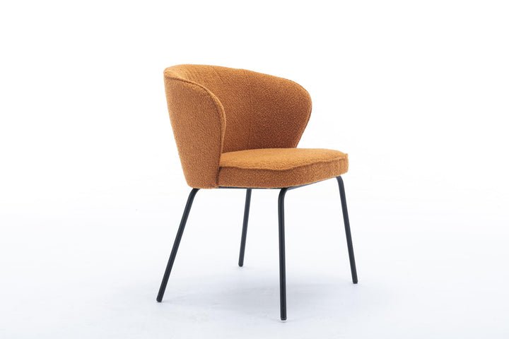 Chaise de salle à manger de luxe en velours avec fonction pivotante et pieds en métal Orange