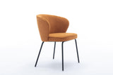 Chaise de salle à manger de luxe en velours avec fonction pivotante et pieds en métal Orange