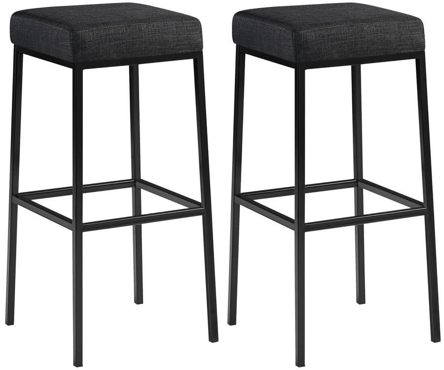 CLP Lot de 2 Tabourets De Bar Montréal avec Revêtement en Tissu I Chaise Haute avec Piétement en Métal Repose-Pied I Hauteur D'Assise 80 cm, Couleur:Gris foncé, Couleur du Cadre:Noir