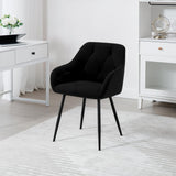 WOLTU Lot de 2 Chaises de Salle à Manger, Chaises de Cuisine Rembourrées avec Dossier, Accoudoirs, Pieds en Métal, pour Salon, Bureau, Coiffeuse, en Velours, Noir, EZS02sz-2