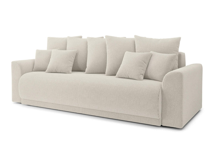 BAÏTA Canapé Droit Convertible Nova 3 Places en Velours côtelé Beige