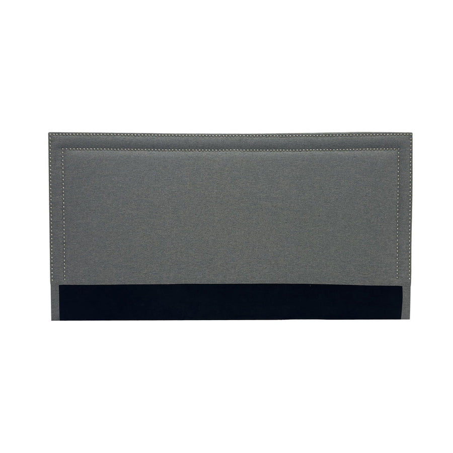 Mobilier-Deco Veit - Tête de lit cloutée en Tissu Lin Gris 160 cm