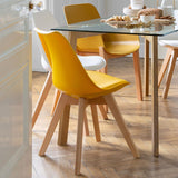 Atmosphera Créateur d'Intérieur - Chaise Baya Jaune - Plastique et Hêtre - Salle à Manger, Cuisine, Bureau, Salon - Confortable Coussin Intégré
